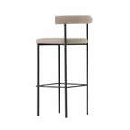 WISEMAX FURNITURE Nordic bar Furniture Curved Fabric Backrest bar Stool Black Metal Frame Velvet Fabric bar Chair for Home
