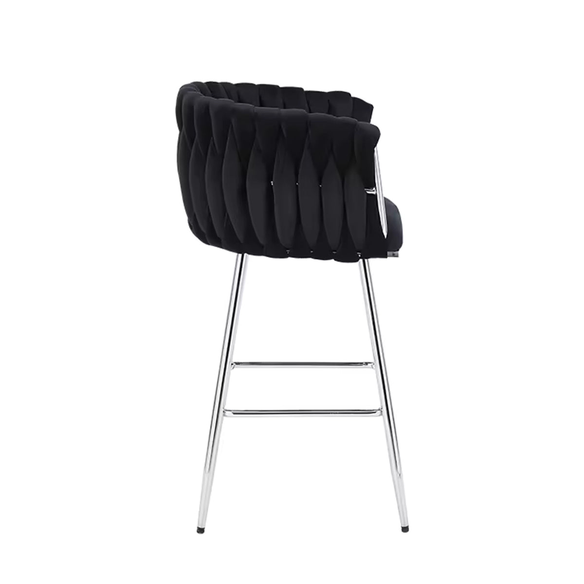 Velvet Decorated Kitchen High Rotary Island Chair Bar Stools With Wrapped Fabric Backrest and Gold Metal Legs