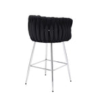 Velvet Decorated Kitchen High Rotary Island Chair Bar Stools With Wrapped Fabric Backrest and Gold Metal Legs