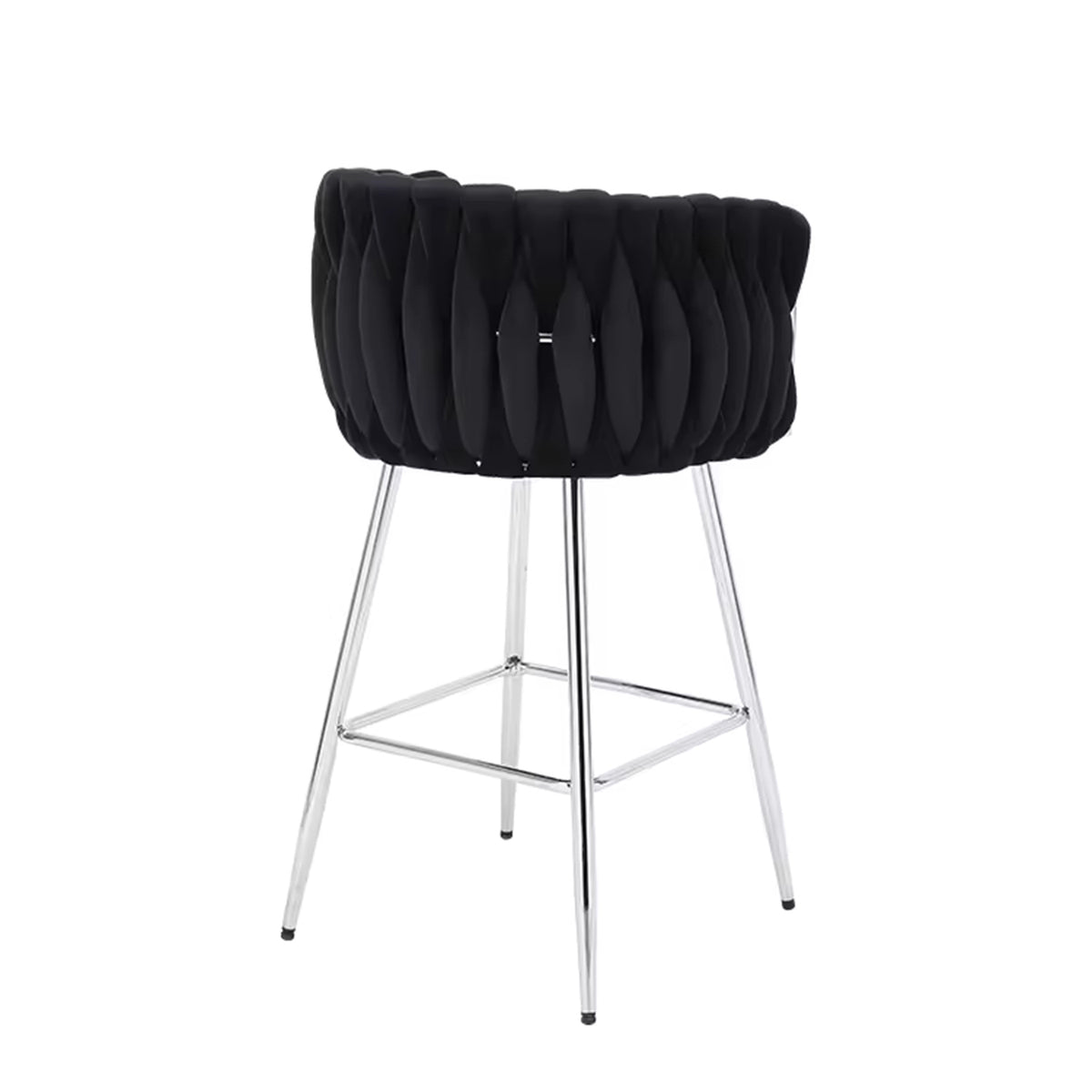 Velvet Decorated Kitchen High Rotary Island Chair Bar Stools With Wrapped Fabric Backrest and Gold Metal Legs