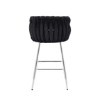 Velvet Decorated Kitchen High Rotary Island Chair Bar Stools With Wrapped Fabric Backrest and Gold Metal Legs