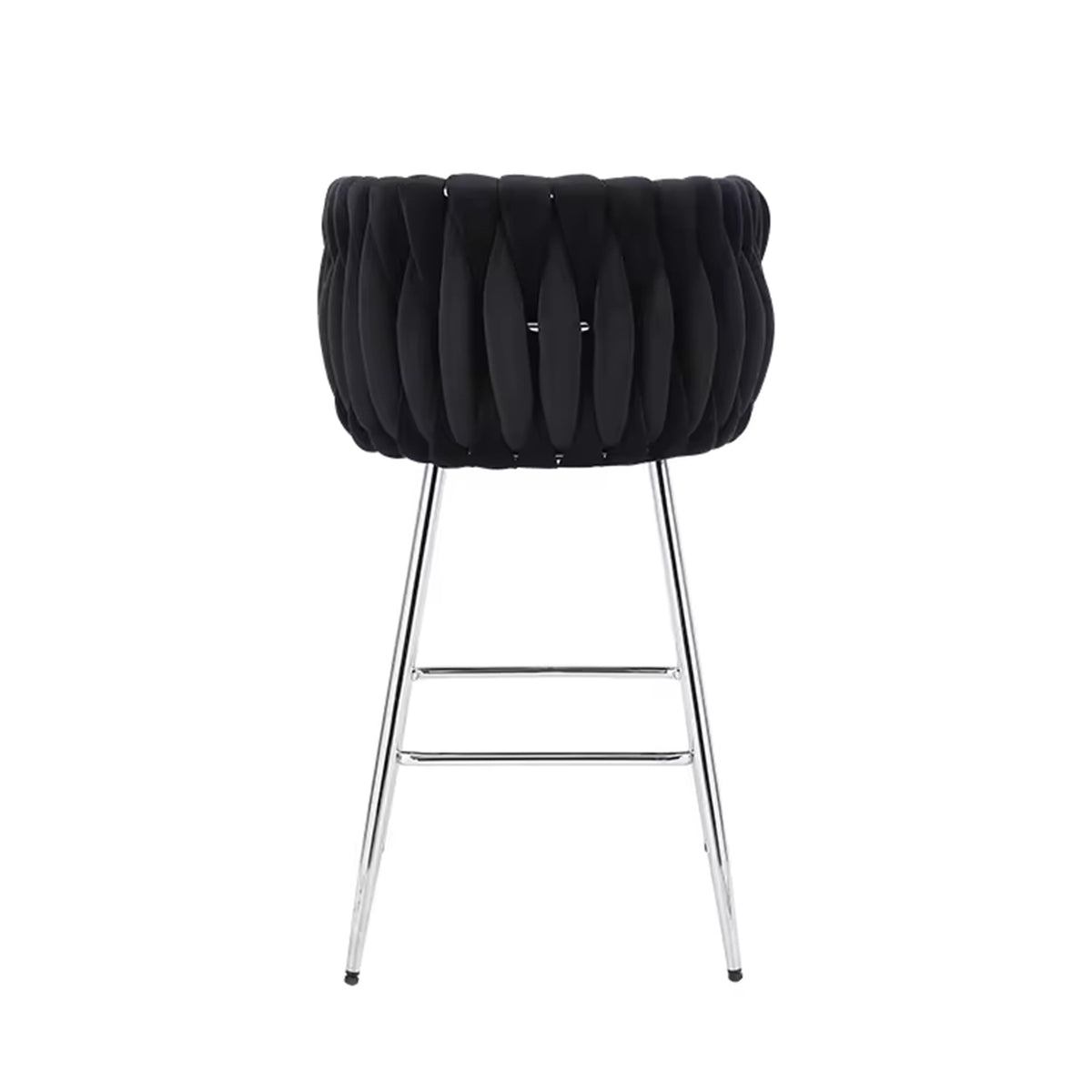 Velvet Decorated Kitchen High Rotary Island Chair Bar Stools With Wrapped Fabric Backrest and Gold Metal Legs
