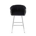 Velvet Decorated Kitchen High Rotary Island Chair Bar Stools With Wrapped Fabric Backrest and Gold Metal Legs