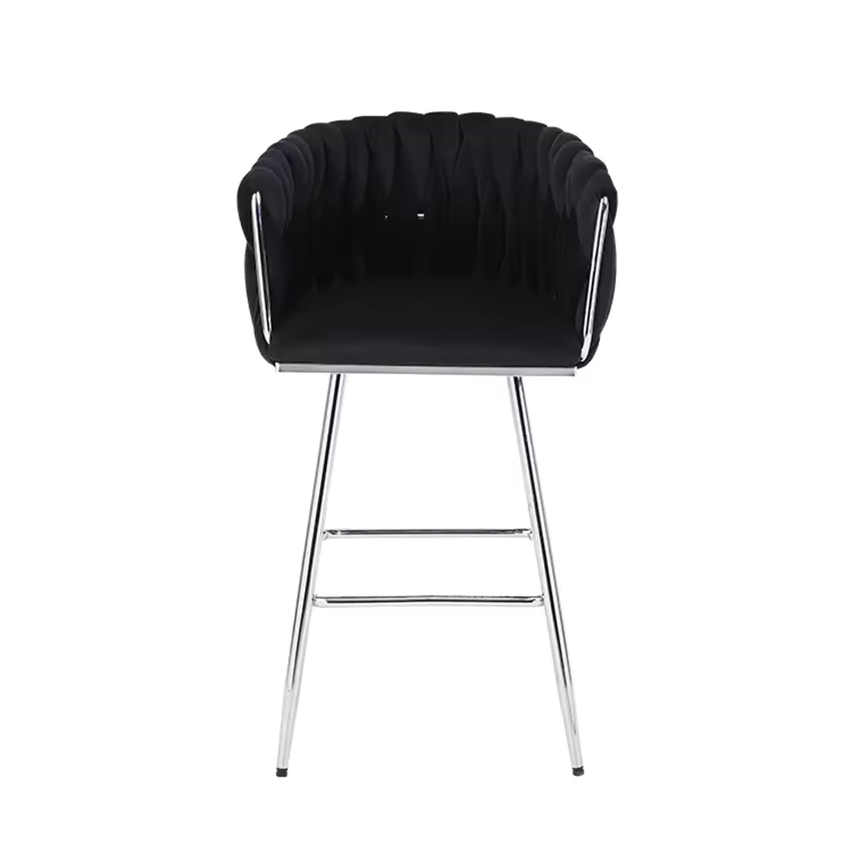 Velvet Decorated Kitchen High Rotary Island Chair Bar Stools With Wrapped Fabric Backrest and Gold Metal Legs