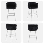 Velvet Decorated Kitchen High Rotary Island Chair Bar Stools With Wrapped Fabric Backrest and Gold Metal Legs