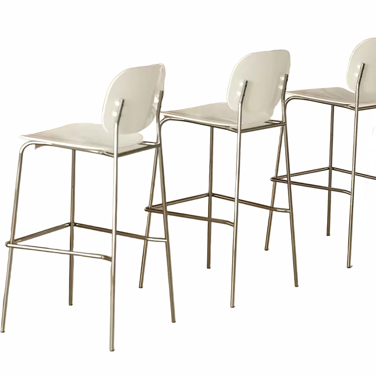 WISEMAX FURNITURE Modern Commercial Furniture Nordic Minimalist PVC Seat and Backrest with Stainless Steel High bar Stool