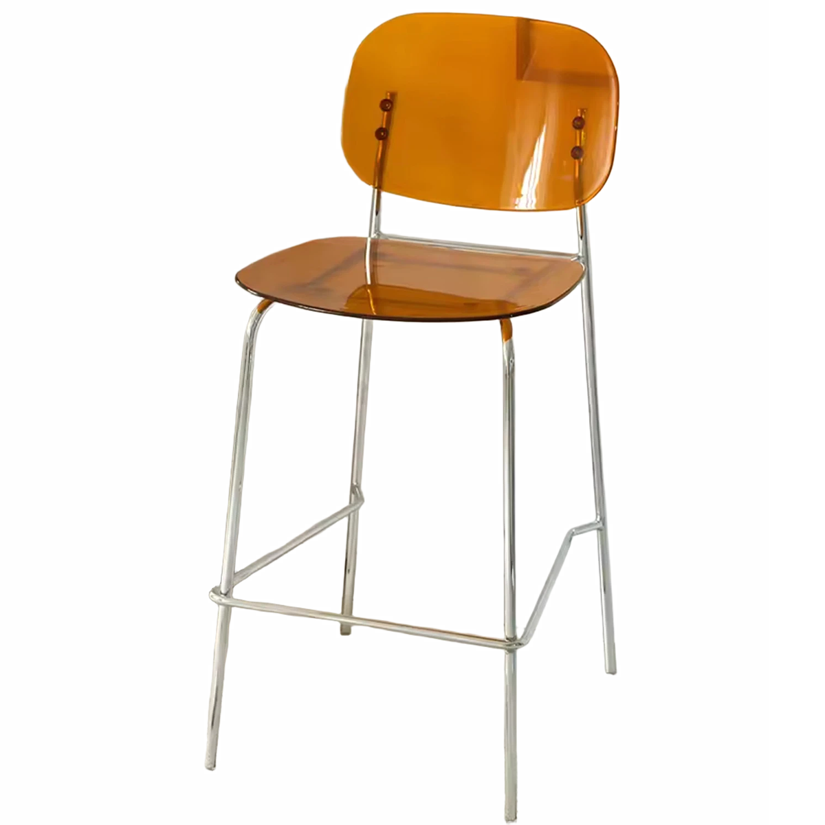 WISEMAX FURNITURE Modern Commercial Furniture Nordic Minimalist PVC Seat and Backrest with Stainless Steel High bar Stool