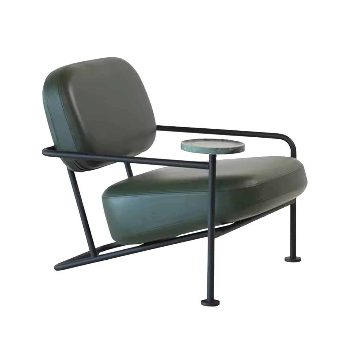 WISEMAX FURNITURE Minimalist Living Room Furniture Metal Frame Leisure Chair L Shape Leather Lounge Chair with Table