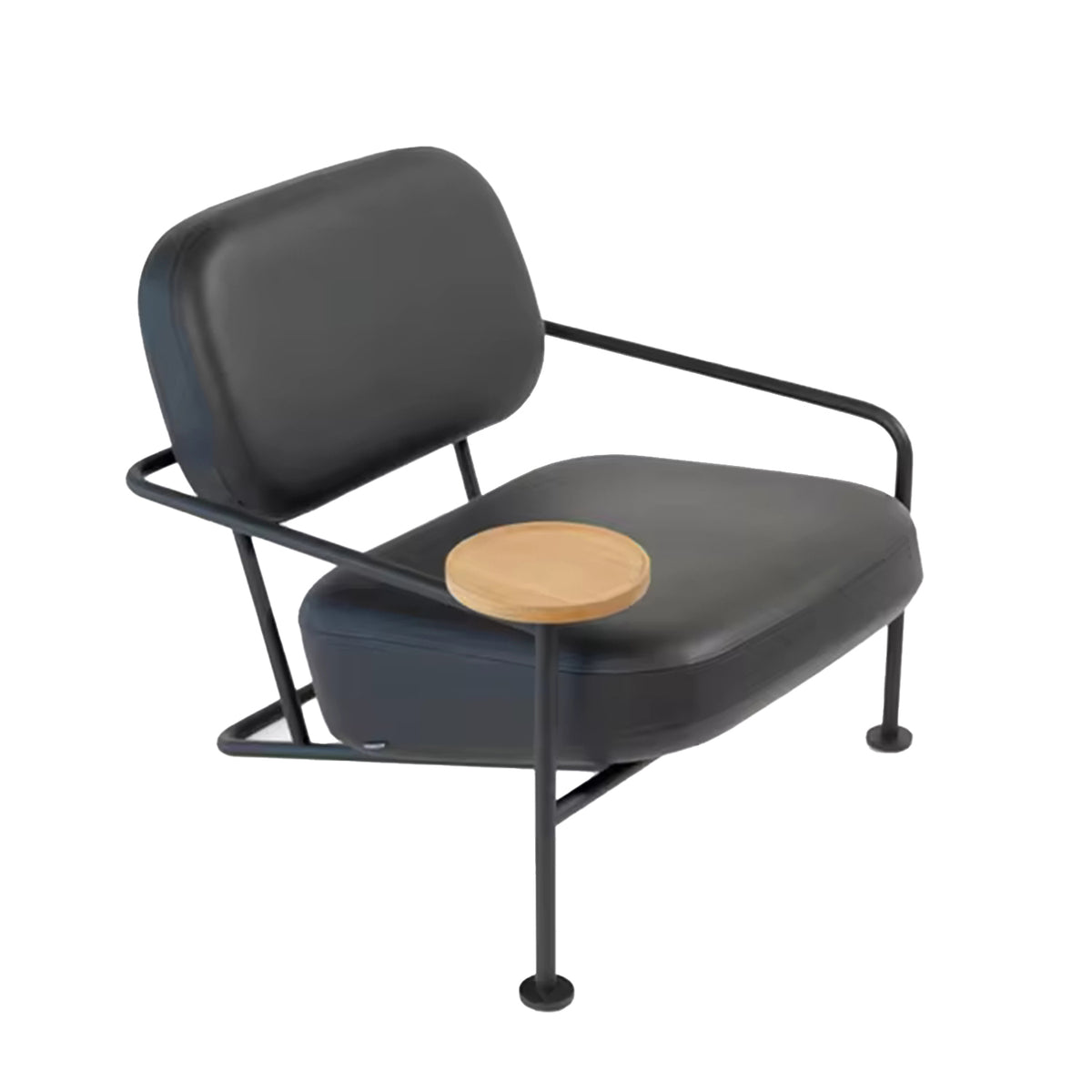 WISEMAX FURNITURE Minimalist Living Room Furniture Metal Frame Leisure Chair L Shape Leather Lounge Chair with Table