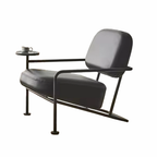 WISEMAX FURNITURE Minimalist Living Room Furniture Metal Frame Leisure Chair L Shape Leather Lounge Chair with Table