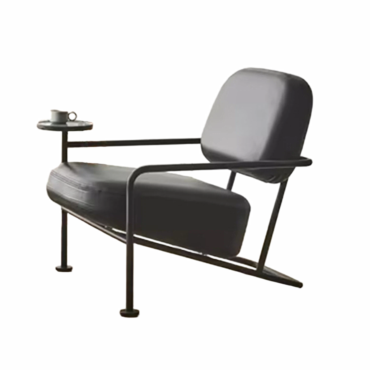 WISEMAX FURNITURE Minimalist Living Room Furniture Metal Frame Leisure Chair L Shape Leather Lounge Chair with Table