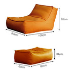 Comfortable Living Room Removable Lazy Chair Upholstery PU Leather Leisure Sofa Chair with Ottoman