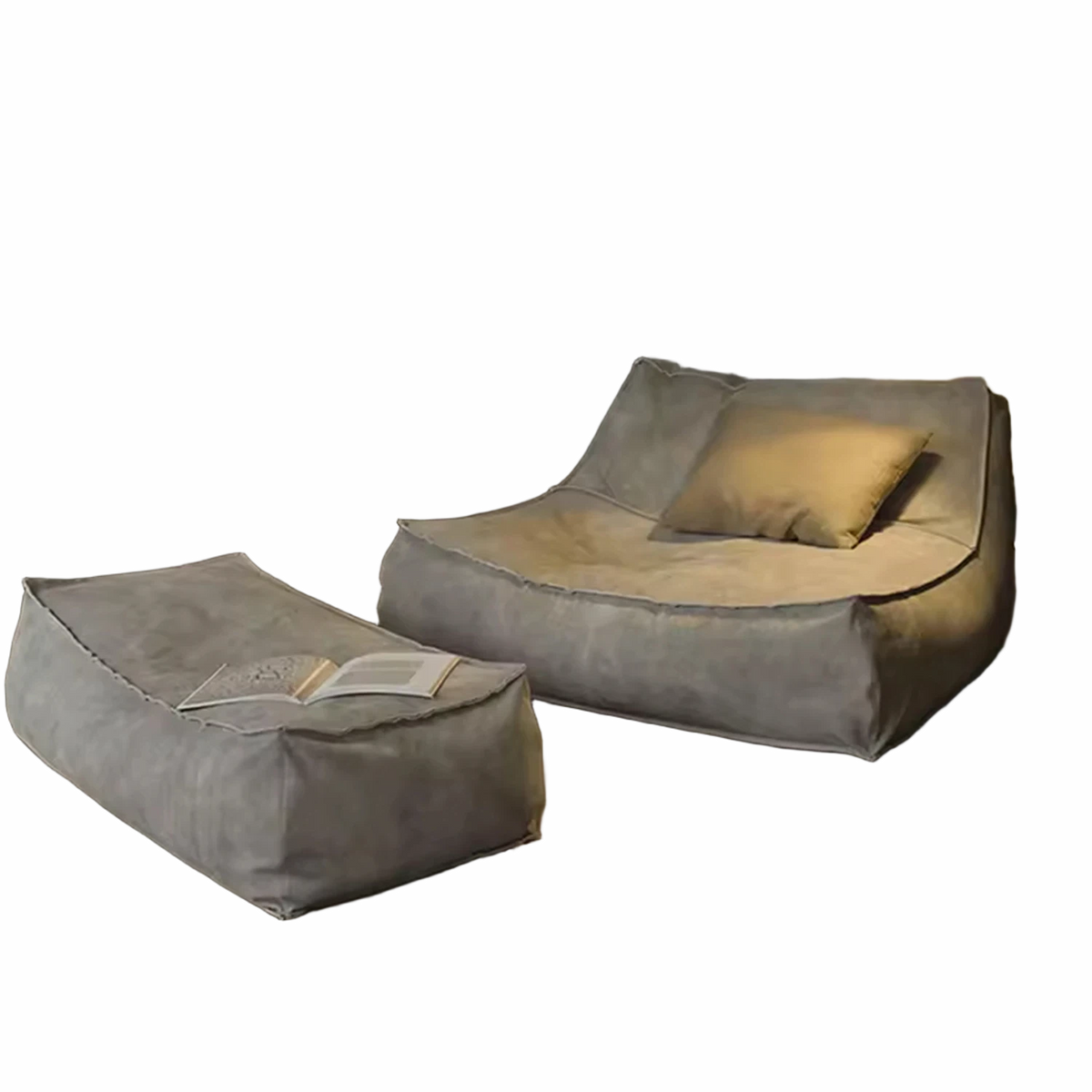 Comfortable Living Room Removable Lazy Chair Upholstery PU Leather Leisure Sofa Chair with Ottoman