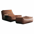 Comfortable Living Room Removable Lazy Chair Upholstery PU Leather Leisure Sofa Chair with Ottoman
