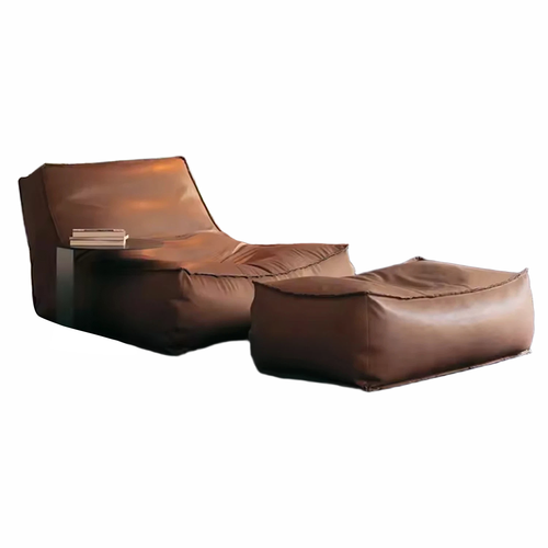 Comfortable Living Room Removable Lazy Chair Upholstery PU Leather Leisure Sofa Chair with Ottoman