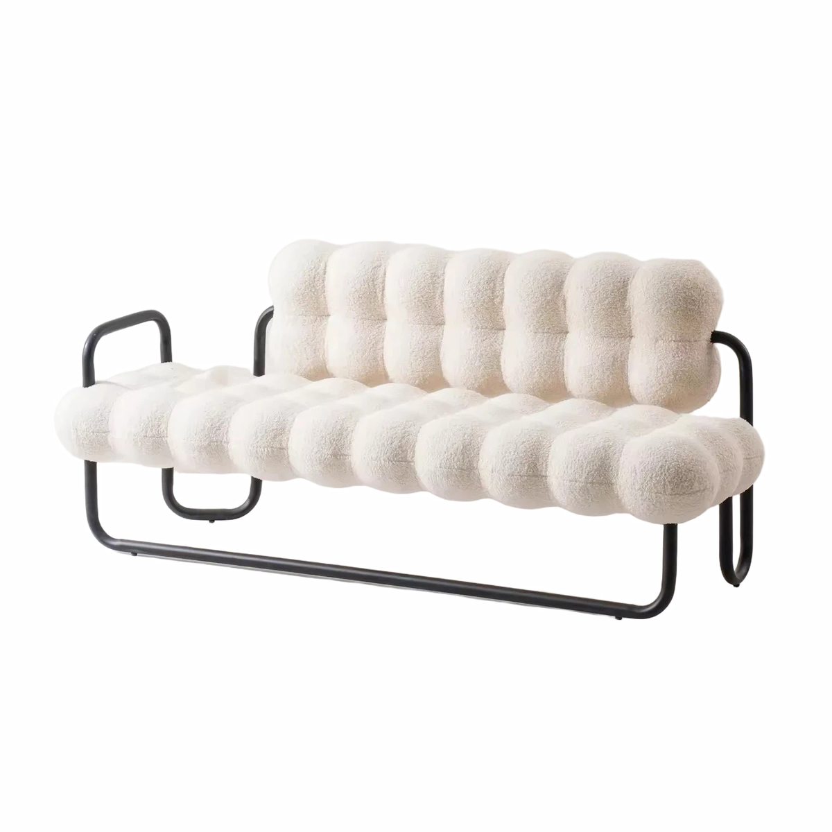 Wholesale Factory Home Furniture Modern Nordic Style White Fabric Lamb Living Room Three 3 Seater Boucle Sofa Chair