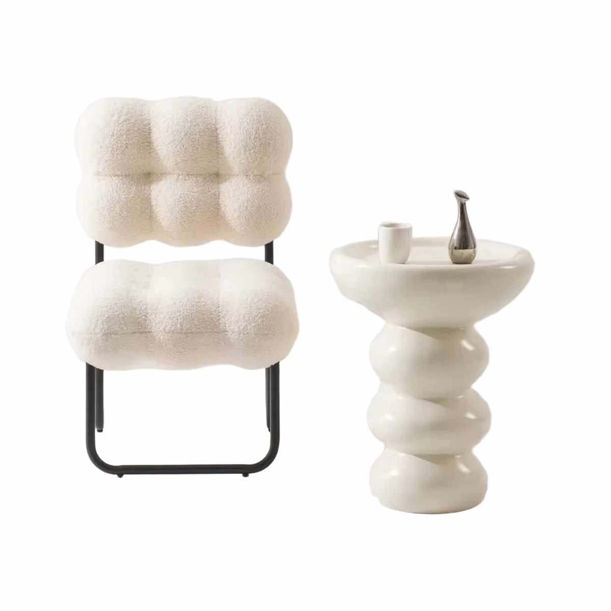 Wholesale Designer Home Furniture Modern Bedroom Living Room Leisure White Fabric Teddy Boucle Chair