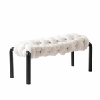 Factory Price Home Furniture Modern Nordic Fabric Bedroom Living Room White Lamb 2 Seater Boucle Bench Sofa Chair