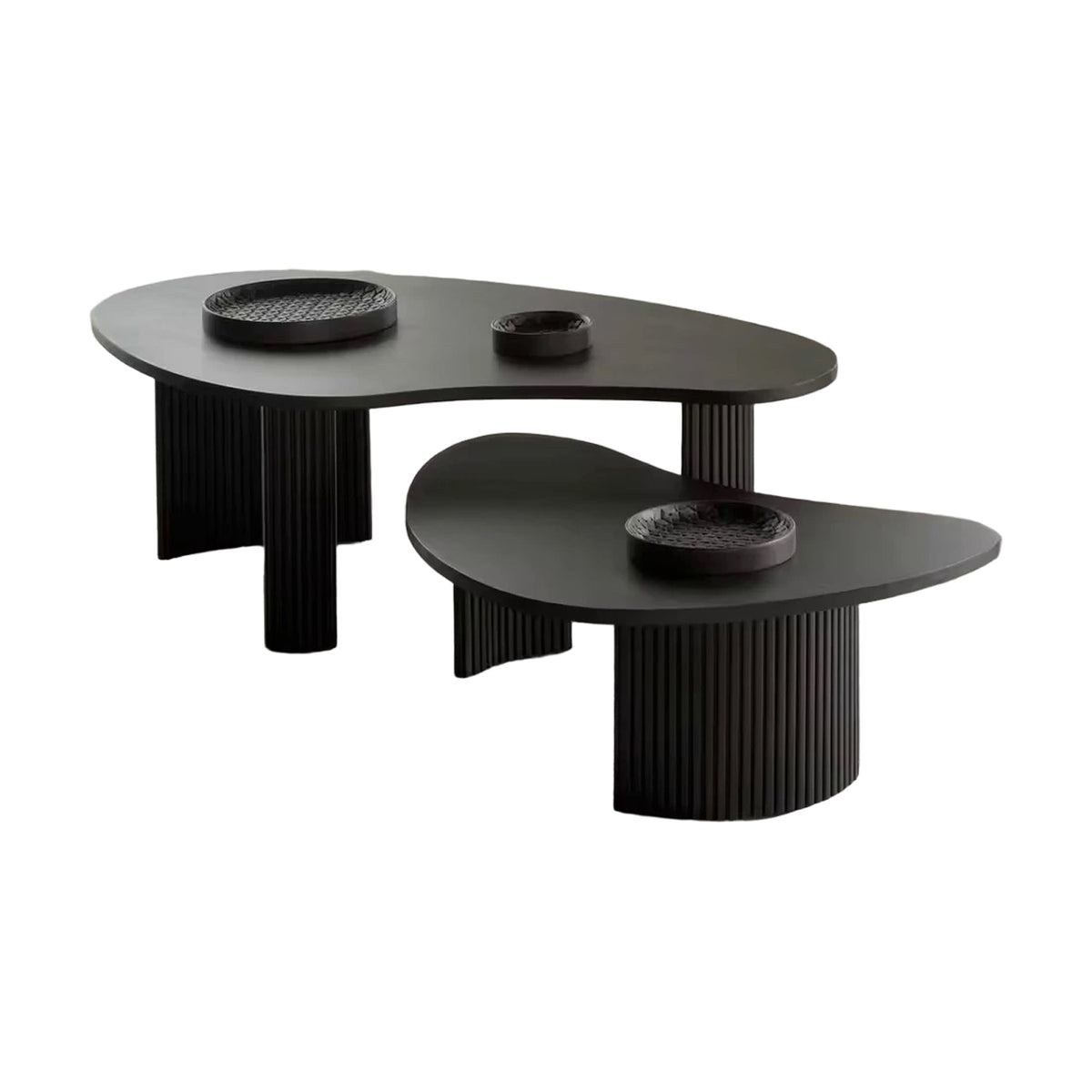 Minimalist Pebble Shaped Coffee Table Combination Living Room Coffee Table Half Moon Shape Tea Table Black Plywood Top