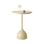 Modern Mini Coffee Table Small Iron Bedside Storage for Home Living Room Sofa Side Balcony with Panel Wood Style