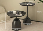 Modern Mini Coffee Table Small Iron Bedside Storage for Home Living Room Sofa Side Balcony with Panel Wood Style
