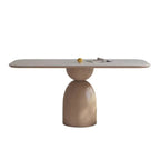 PurelyFeel Nordic Ash Solid Wood Dining Table Cream Wind Rock Board Dining Table and Chair Combination Rectangular Dining Table