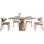 PurelyFeel Nordic Ash Solid Wood Dining Table Cream Wind Rock Board Dining Table and Chair Combination Rectangular Dining Table
