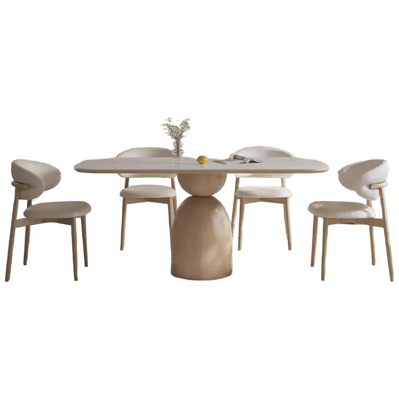 PurelyFeel Nordic Ash Solid Wood Dining Table Cream Wind Rock Board Dining Table and Chair Combination Rectangular Dining Table