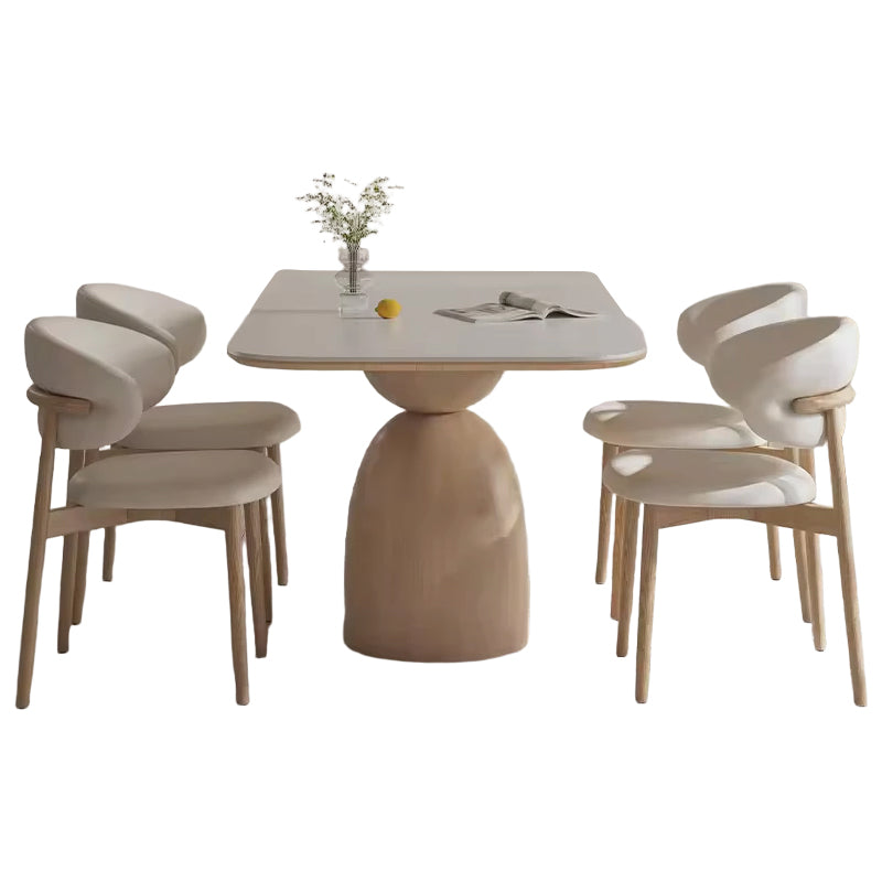 PurelyFeel Nordic Ash Solid Wood Dining Table Cream Wind Rock Board Dining Table and Chair Combination Rectangular Dining Table