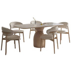 PurelyFeel Nordic Ash Solid Wood Dining Table Cream Wind Rock Board Dining Table and Chair Combination Rectangular Dining Table