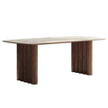 PurelyFeel Medieval Solid Wood Dining Table and Chair Small Household Designer Walnut Wood Color Rectangular Rock Board Table