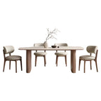 PurelyFeel Medieval Solid Wood Dining Table and Chair Small Household Designer Walnut Wood Color Rectangular Rock Board Table