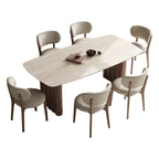 PurelyFeel Medieval Solid Wood Dining Table and Chair Small Household Designer Walnut Wood Color Rectangular Rock Board Table