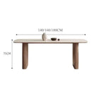PurelyFeel Medieval Solid Wood Dining Table and Chair Small Household Designer Walnut Wood Color Rectangular Rock Board Table