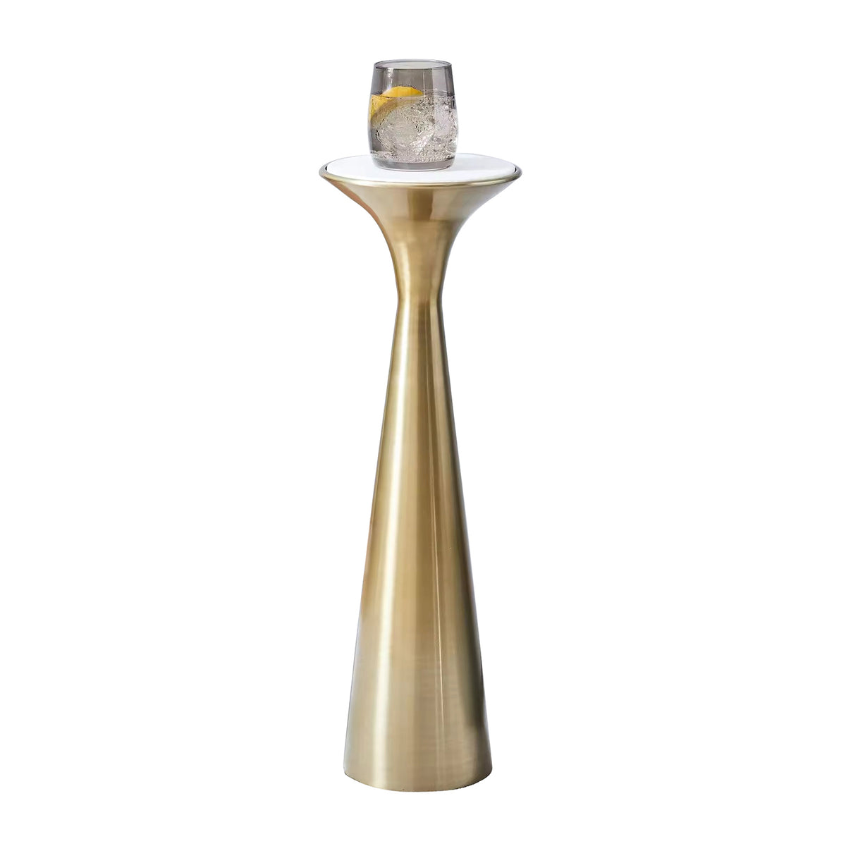 Factory Wholesale Handcrafted Gold Finished StainlessSteel Base Pedestal Drink Table with Marble Top Used for Living Room Decor