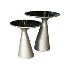 Italian Minimalist Round Glass Coffee Table Set Light Luxury Modern Living Room Designer Modern Glass Console Table