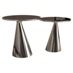 Italian Minimalist Round Glass Coffee Table Set Light Luxury Modern Living Room Designer Modern Glass Console Table