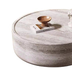 Modern Style Luxury Living Room Concrete Round Coffee Table Sliver Grey Travertine Side Table