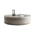 Modern Style Luxury Living Room Concrete Round Coffee Table Sliver Grey Travertine Side Table