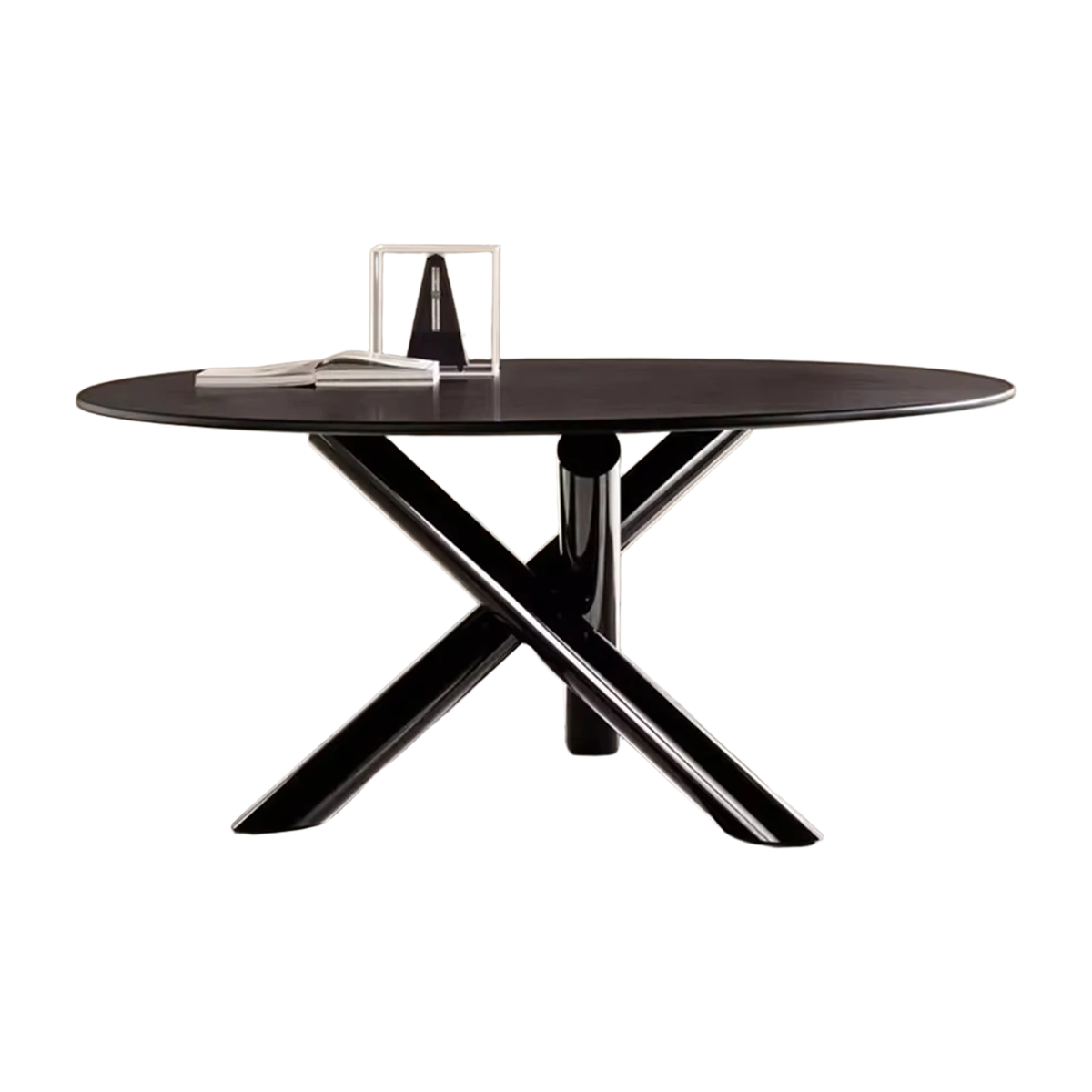 Dining Furniture Round Centre Table Glass Designer Table Cross Chrome Legs Coffee Shop Dining Tables Modern