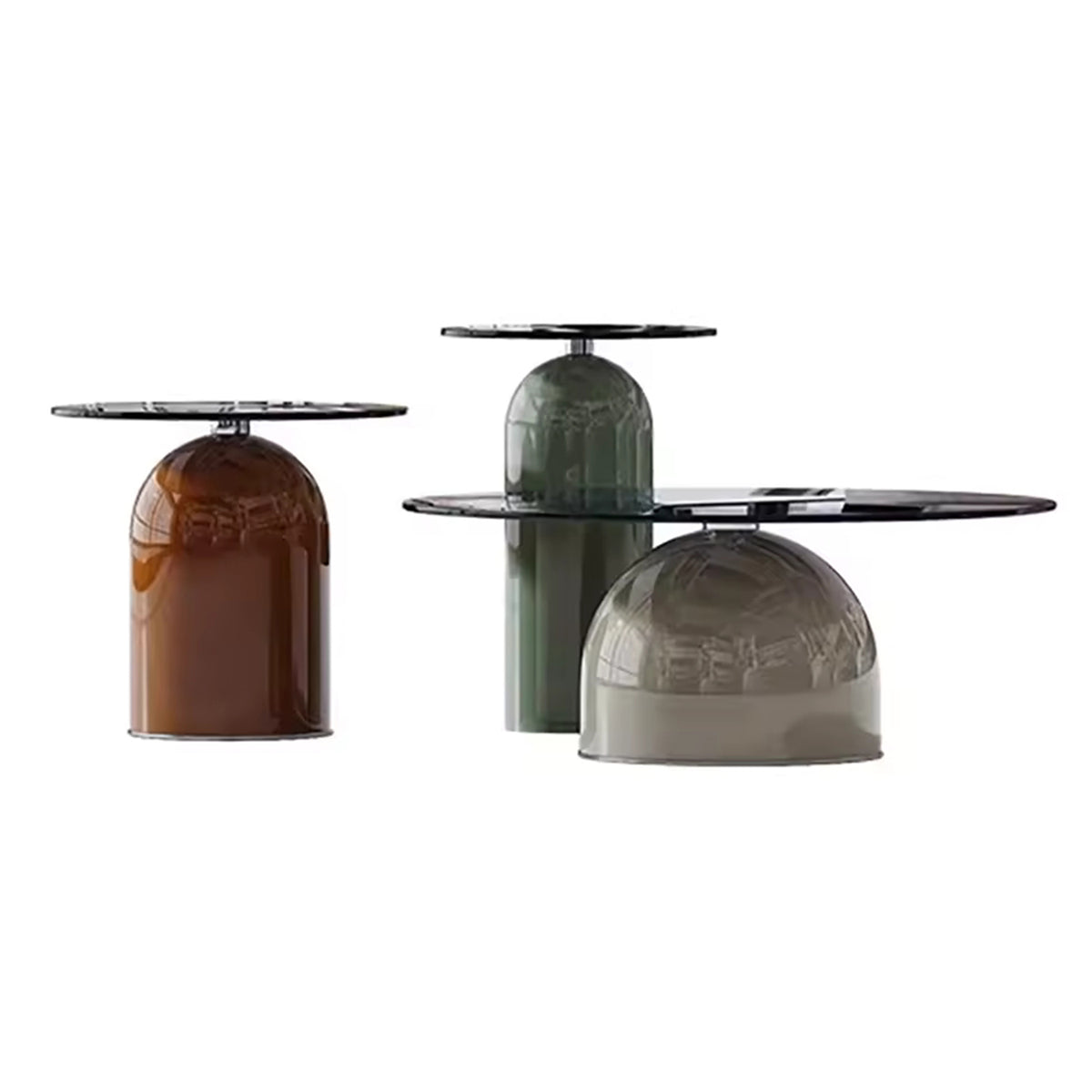 Minimalist Cream Glass Coffee Table Set Modern Home Living Room Furniture Tea Table for Small Apartment