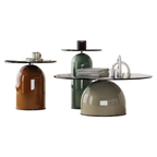 Minimalist Cream Glass Coffee Table Set Modern Home Living Room Furniture Tea Table for Small Apartment