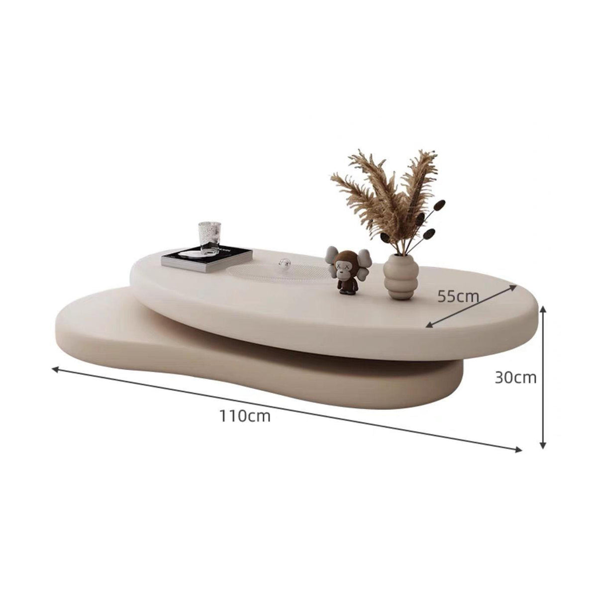 Modern Cloud Shaped Rotating Coffee Table Cream Style MDF Wood with Steel and Metal for Home or Hotel Furniture