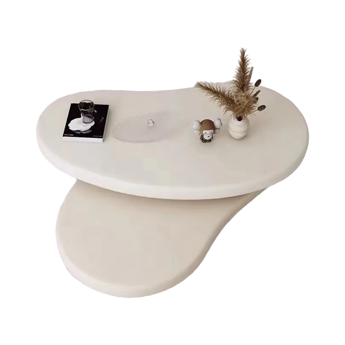 Modern Cloud Shaped Rotating Coffee Table Cream Style MDF Wood with Steel and Metal for Home or Hotel Furniture