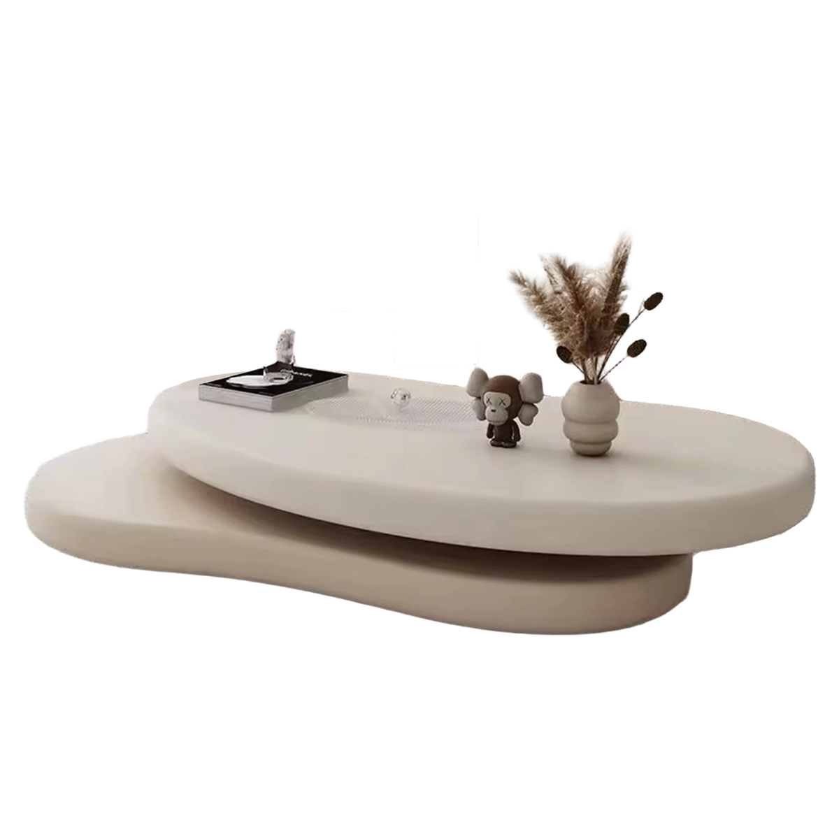 Modern Cloud Shaped Rotating Coffee Table Cream Style MDF Wood with Steel and Metal for Home or Hotel Furniture