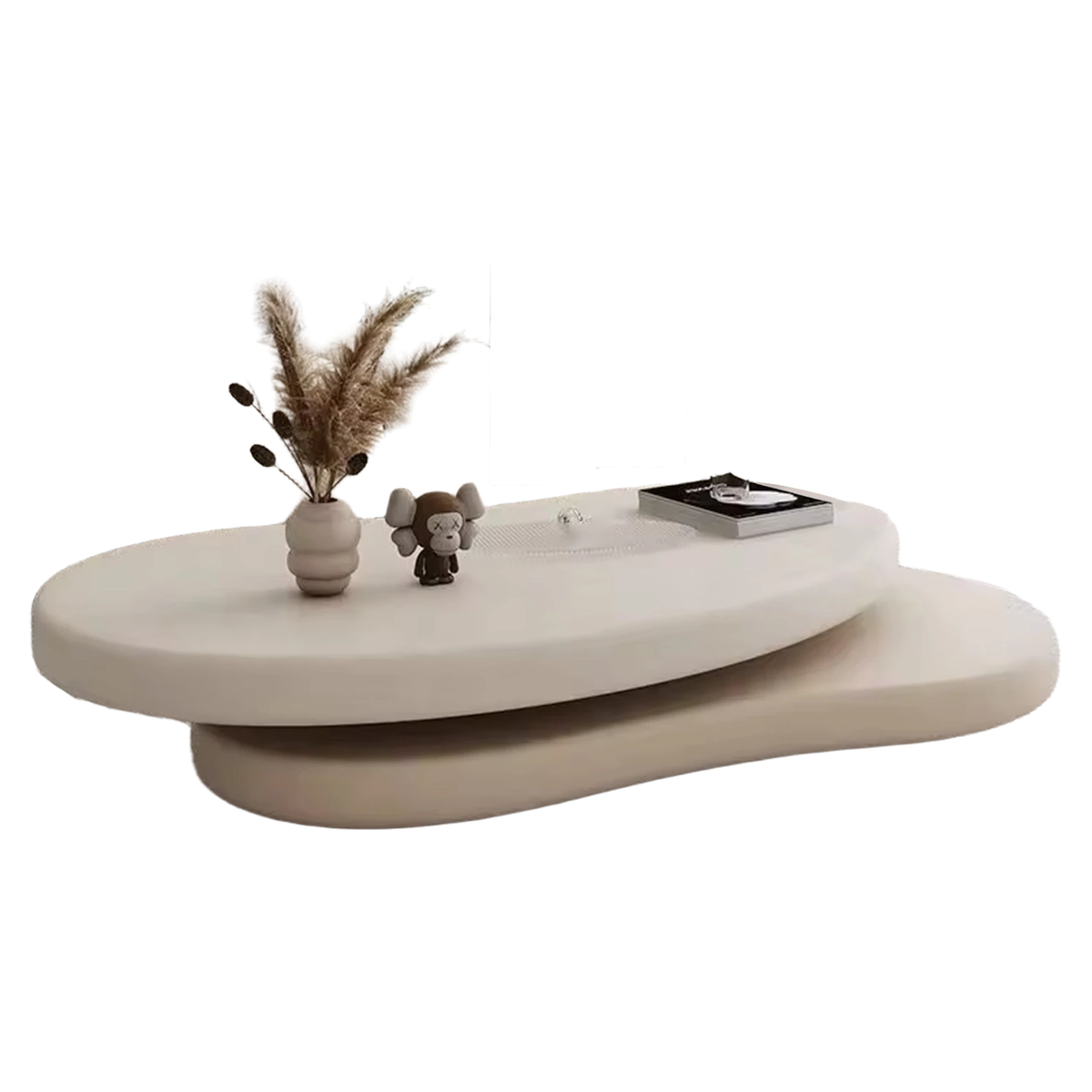 Modern Cloud Shaped Rotating Coffee Table Cream Style MDF Wood with Steel and Metal for Home or Hotel Furniture