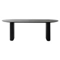 Atunus Nordic Minimalist Reclaimed Solid Wood Black Dining Table Ribbed Modern Luxury Dining Table 8 Seater Oval Dining Table
