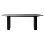 Atunus Nordic Minimalist Reclaimed Solid Wood Black Dining Table Ribbed Modern Luxury Dining Table 8 Seater Oval Dining Table