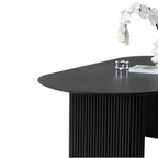 Atunus Nordic Minimalist Reclaimed Solid Wood Black Dining Table Ribbed Modern Luxury Dining Table 8 Seater Oval Dining Table