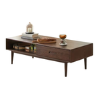Living Room Furniture Nordic Simple Modern Style Storage Coffee Table Oak Wood F8071 Wholesale Solid with 2 Drawers and 1 Grid